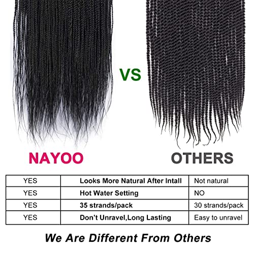 NAYOO Senegalese Twist Crochet Hair For Black Women - 8 Packs , 35 Strands/Pack Small Twist Crochet Braids Hair Hot Water Setting, Crochet Braiding Hair Straight Ends(18 Inch, 1B)