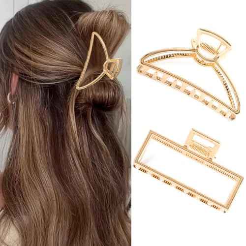 CAKURE Gold Claw Clips Metal Medium Claw Hair Clips Geometric Hair Claws Hair Accessories for Women