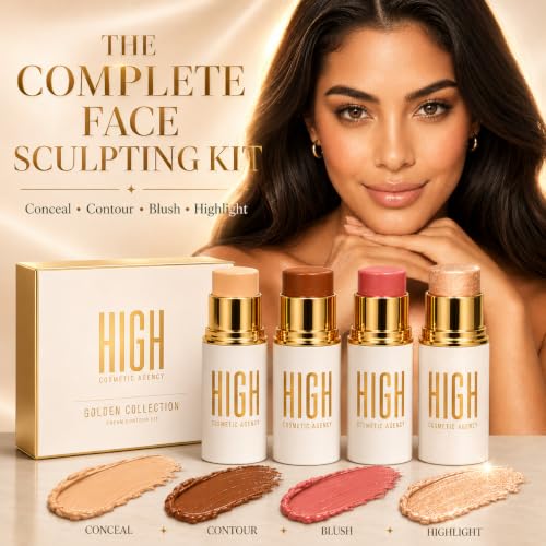 Golden Cream Contour Stick Set – 4-Piece Face Sculpting Kit