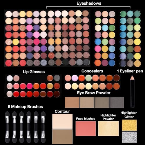 UCANBE All in One Makeup Kit - 144 Eyeshadows, Lip Gloss & Brushes