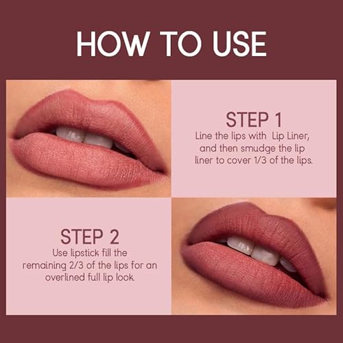 Matte Lipstick & Lip Liner Set - Long-Lasting, Smooth Matte Finish & Precision Defined Lips Easy-to-Apply, Moisturizing Formula Perfect for Everyday Wear & Special Occasions (#04, A)