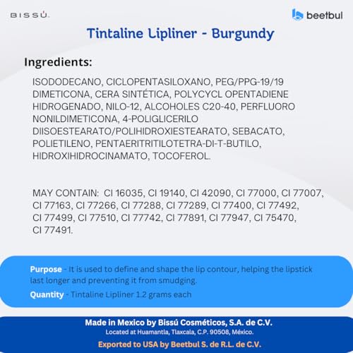 Bissú Tintaline Lipliner - Waterproof Lip Liner, 14 Colors
