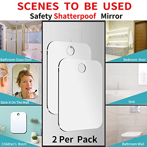 Shatterproof Shower Mirror Fogless 10.7x8 inch 2-Pack
