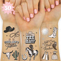 Western Party Temporary Tattoos - 50 Silver Foil Designs