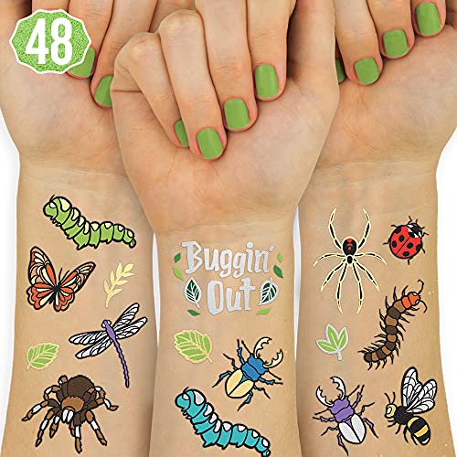 xo, Fetti Bug Temporary Tattoos - 48 Pack Glitter Insect Designs