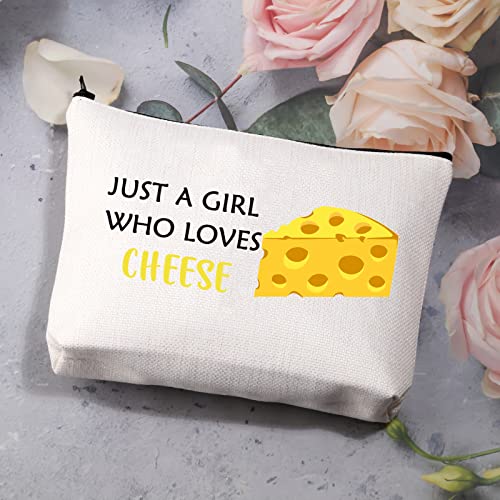 BDPWSS Cheese Gifts For Women Cheese Lover Gifts Just A Girl Who Loves Cheese Cosmetic Bag For Foodie Chef Baker Pastry Gifts Food Lovers Gifts (Girl Loves Cheese)
