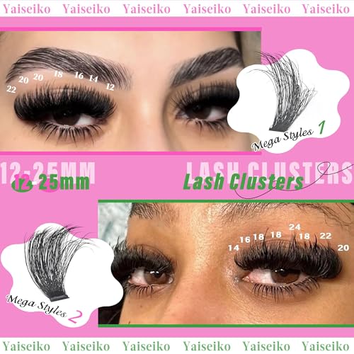 D Curl Lash Clusters 12-25mm Mega Volume 280Pcs Plant Fiber