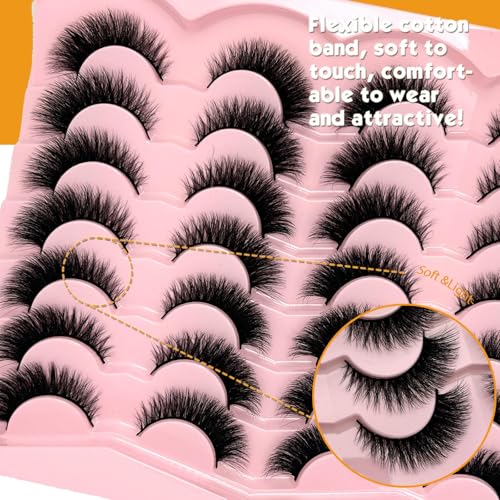 Fluffy 3D Cat Eye Lashes 14 Pairs Reusable Faux Mink Strip
