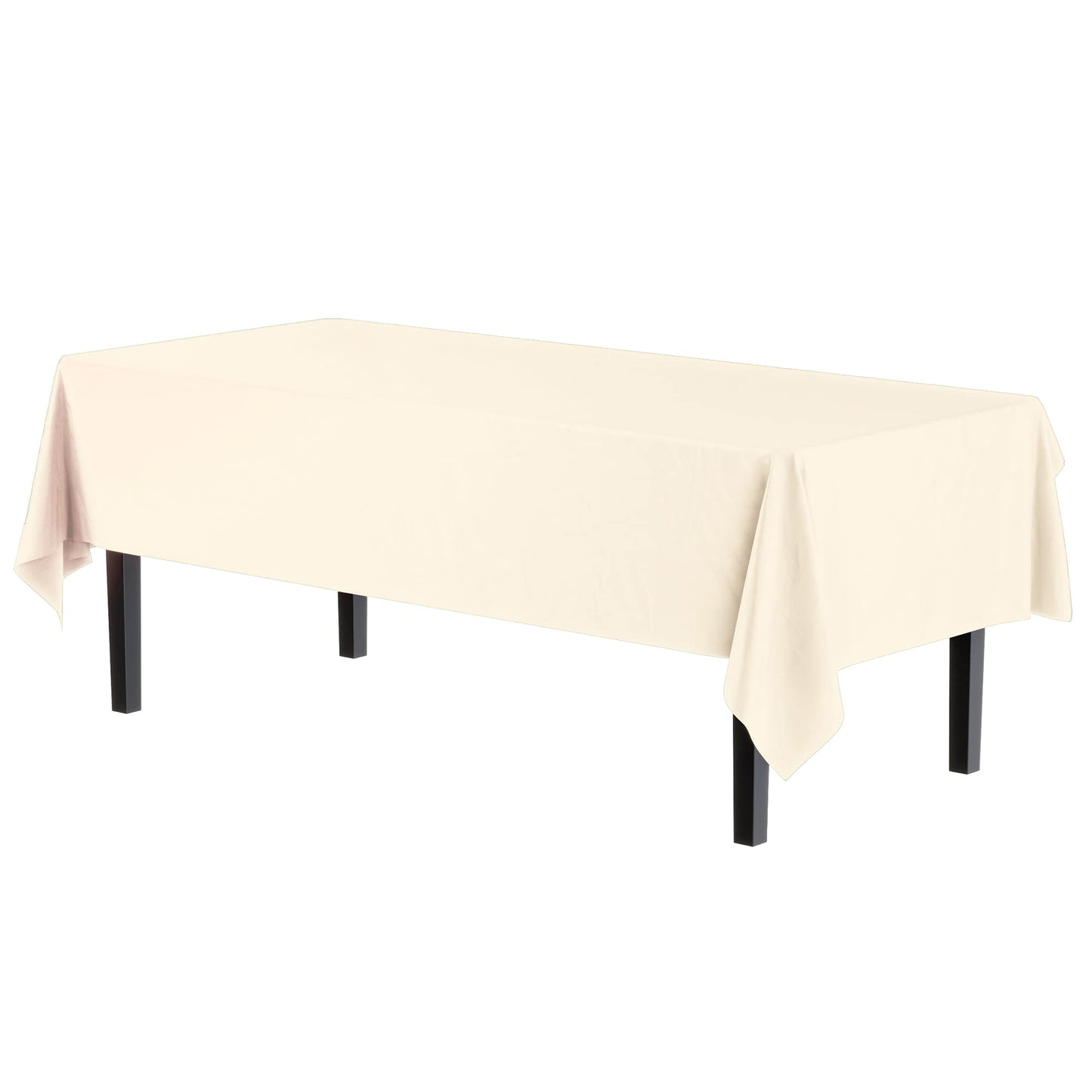 Exquisite 12-Pack Premium Plastic 54-Inch-by-108-Inch Rectangle Tablecloth, Ivory