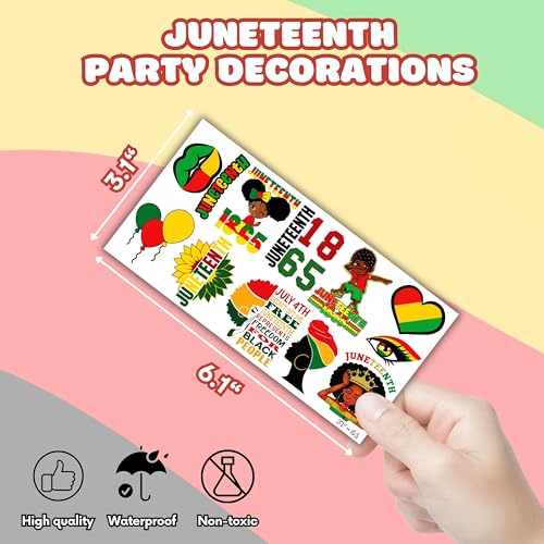 100PCS Juneteenth Temporary Tattoos - Black History Month Sticker for Kids | Birthday Decorations, African American, Afro African Themed Party Favors and Supplies | Cute Kids Boy Gifts | Ideal Prizes