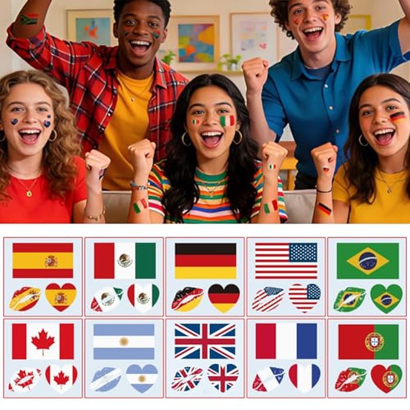 National Flag Temporary Tattoos - 10 Waterproof Sheets