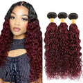 Burgundy Ombre Water Wave Human Hair Bundles 30-32-34 Inch