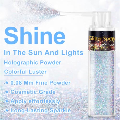 LemonSac Rainbow Glitter Spray for Body & Hair, Shimmering Sparkle Makeup, 10g, Festival & Prom Accessories - Glint-Rainbow