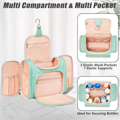 Tealari Green Water-Resistant Toiletry Bag with Hang Hook & Transparent Phone Pocket