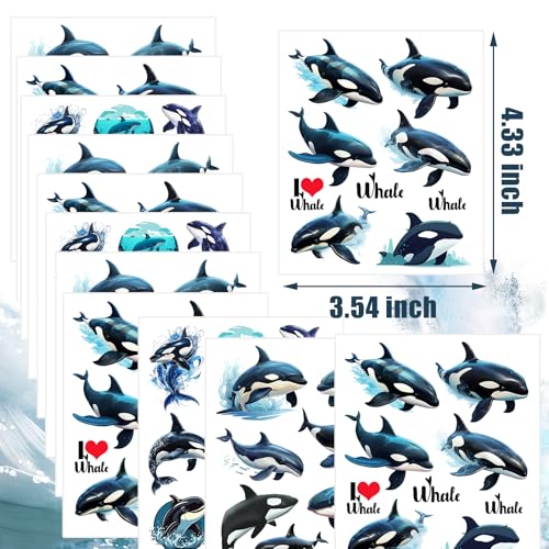 208 Whale Temporary Tattoos - 24 Sheets Ocean Party Favors