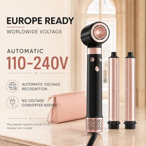 MESCOMB Dual Voltage 3-in-1 Hair Dryer Curler with Travel Case