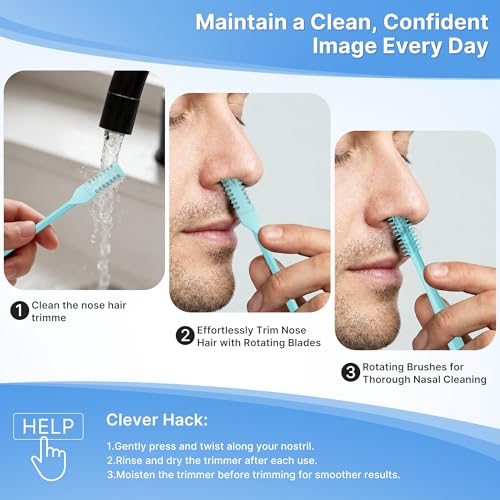 8PCS Nasal Hair Cutter for Women Men, 2026 Upgraded Portable 2-in-1 Nasal Hair Cutter Sticks Double Sided Nose Knife with Soft Cleaning Brush