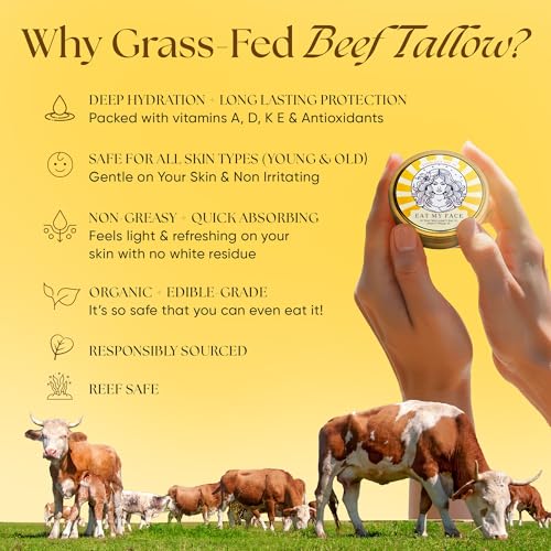 Eat My Face BEEF TALLOW Reef Safe Sunscreen SPF 30 ? Non Nano Zinc Oxide ? Water Resistant, Organic ? Moisturizing Sunblock for Face & Sensitive Skin ? 4oz Tin "If You Wouldn't Eat It, Don't Wear It!"