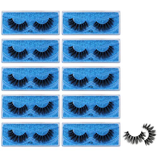 ¡æVAYATOR 10 Pairs Wholesale Natural Mink Eyelashes 3D Mink Lashes Long Thick False Eyelashes High Volume Eye lashes Hand made Makeup Eyelash Soft (Blue-104)