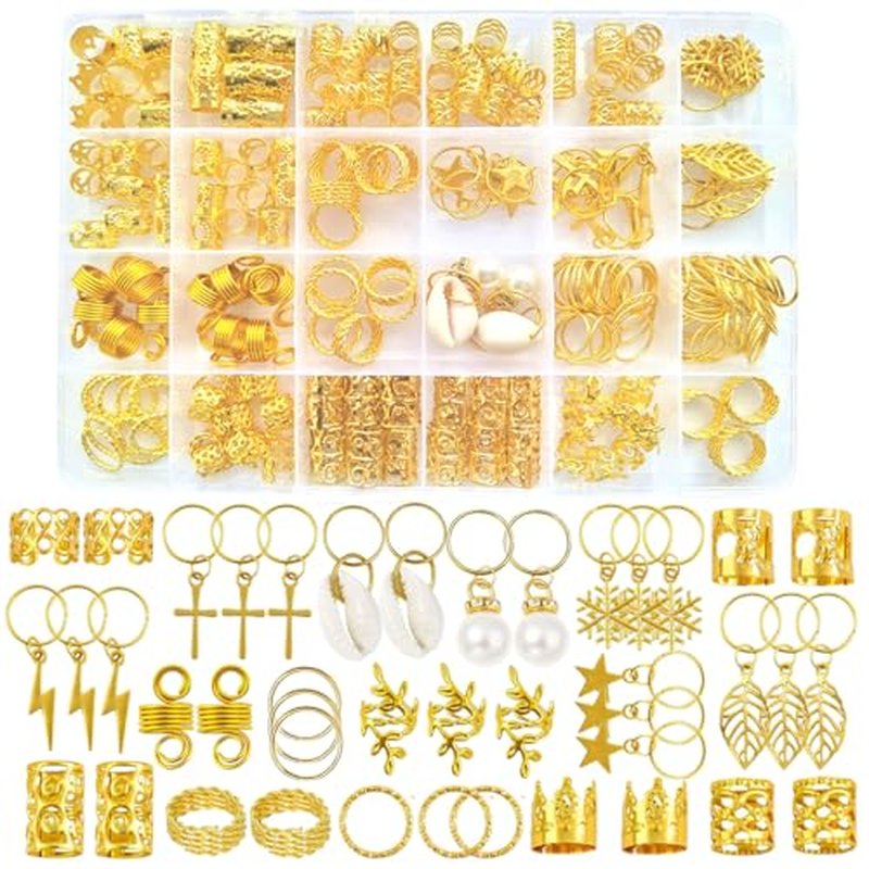 260 Pcs Gold Hair Jewelry for Braids & Dreadlocks
