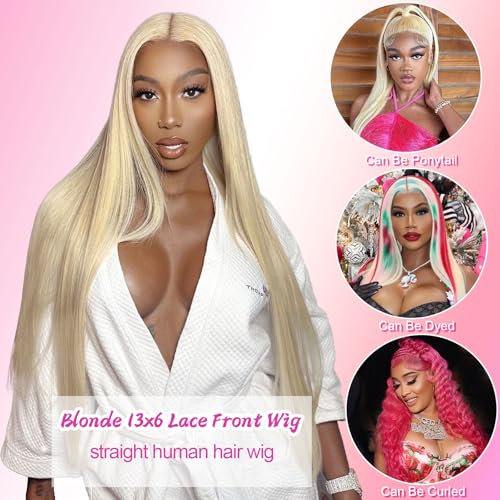 613 Blonde Human Hair Lace Front Wig 13x6 HD 200 Density 20"