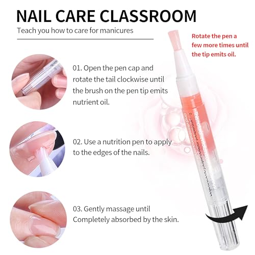 SULLMAR 6-Piece Scented Cuticle Oil Pen Set for Dry Damaged Nails