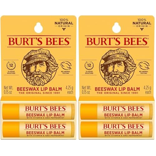 Burt's Bees Lip Balm Easter Basket Stuffers - Original Beeswax, Lip Moisturizer With Responsibly Sourced Beeswax, Tint-Free, Natural Conditioning Lip Treatment, 2 Tubes, 0.15 oz. (Pack of 2)