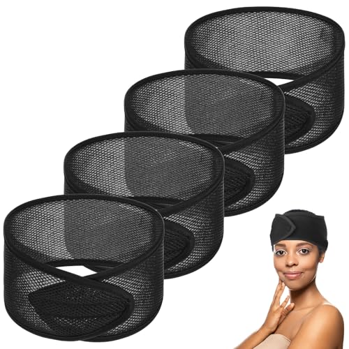 4-Pack Adjustable Mesh Hair Wraps for Women - Non-Slip, Washable