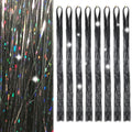 Hair Tinsel Extensions - 8 Packs, 1600 Strands, 50 Inch Black