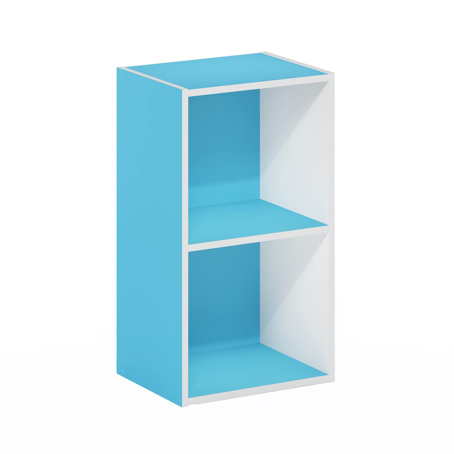 Furinno Luder Bookcase / Book / Storage, 2-Tier Cube, Light Blue/White