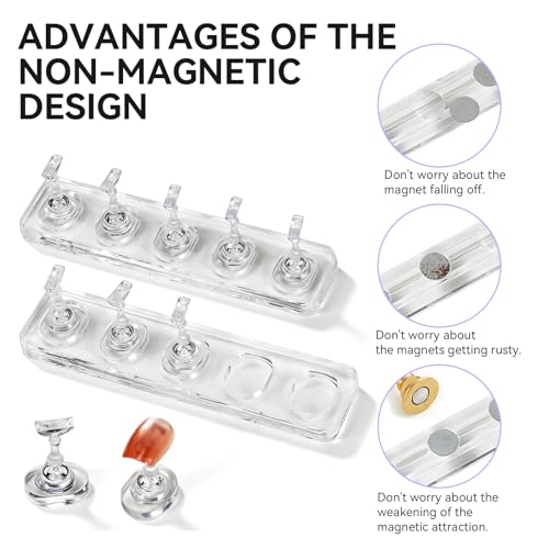 ESUOHYM Clear & White Non-Magnet Nail Stand for Press-On Nails & Art Practice - Large
