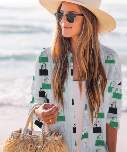 Women's Bikini Cover Up Button Down V Neck Blouse
