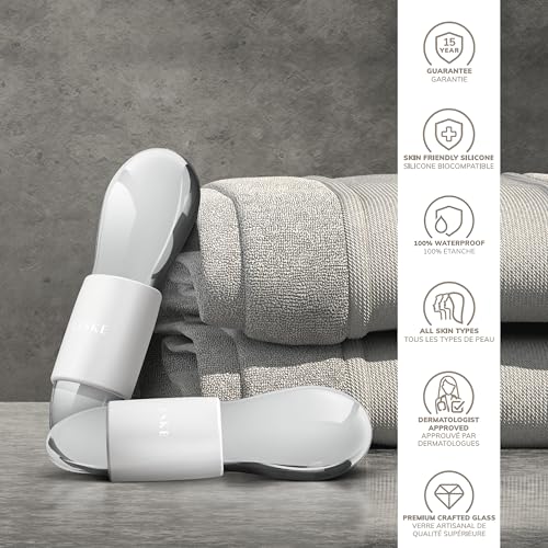 GESKE SmartAppGuided¢â Cool & Warm Duo Eye Massager | 7 in 1 | Time-saving Dual Massager | For Eyes & Face | Battery-free Cooling & Warming | Firms, Relaxes & De-Puffs Skin
