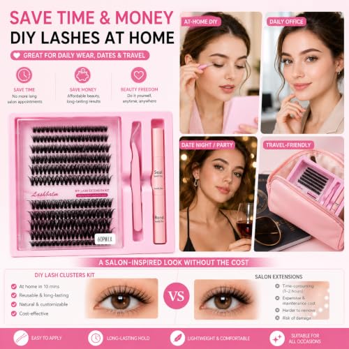 Natural Lash Clusters Kit 120Pcs 8-16MM Wispy Eyelashes