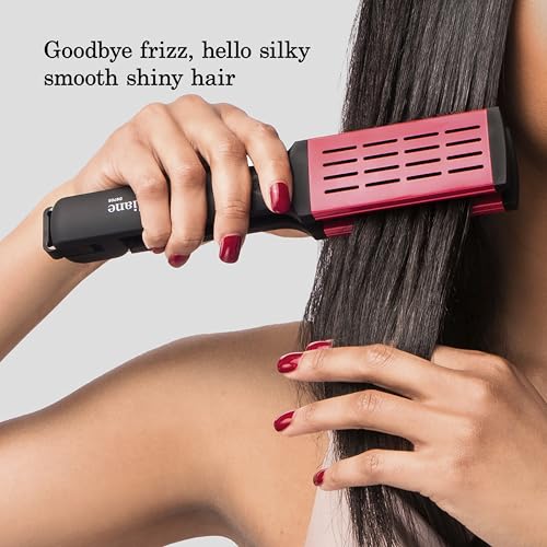 Diane Ceramic Straightening Brush with Nylon Bristles for Smoothing and Styling Thick Coarse Hair, Double-Sided Hair Straightener Brush, 2-in-1 Smoothing Hair Brush, Gently Removes Tangles