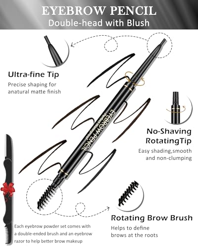 12-Piece Waterproof Eyebrow Pencil Set with Brush
