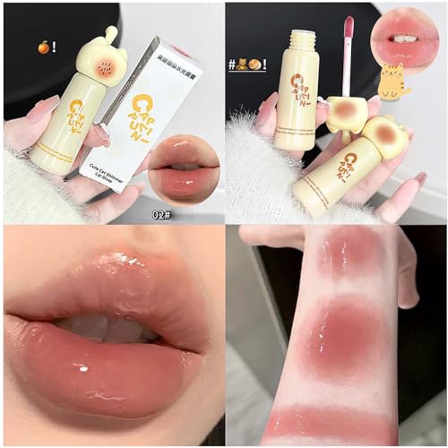 Hydrating Lip Gloss with Cute Cat Design - 4 Colors
