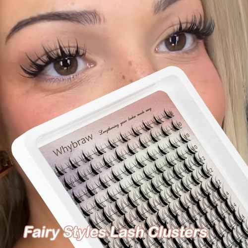 Fairy Lash Clusters Manga Cluster Eyelash Whybraw Anime Lash Clusters Spiky Eyelashes Extensions Natural Look C Curl Individual Wispy 8-18MM 140pcs Wet-Look Eye Lash Ultra-Thin Clear Lash Band