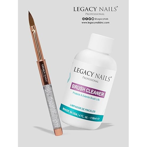 Legacy Nails Professional Rose Gold Kolinsky Nail Brush #10 - Perfect For Sculpting Acrylic Nail Extensions Flexible bristles Light weight