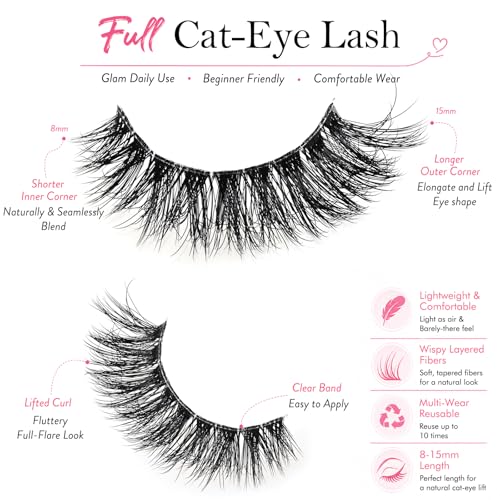 Cat Eye False Eyelashes Wispy 10 Pairs Pack