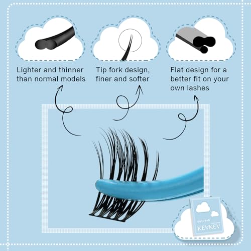 KevKev Flat Lash Clusters - 144 Pcs Wispy Eyelash Extensions