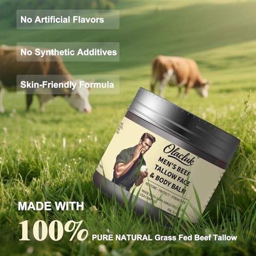 Beef Tallow for Skin, Grass Fed Beef Tallow Honey Balm for Men, Honey Face Moisturizer Skin Care for Face and Body, Hydrating Anti Aging, Unscented, Christmas Gifts for Women & Men, 2oz