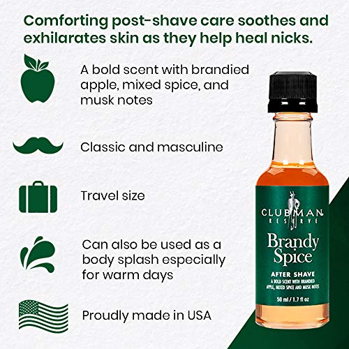 Clubman Reserve - Brandy Spice After Shave Lotion 1.7 Fl. Oz X 2 Packs
