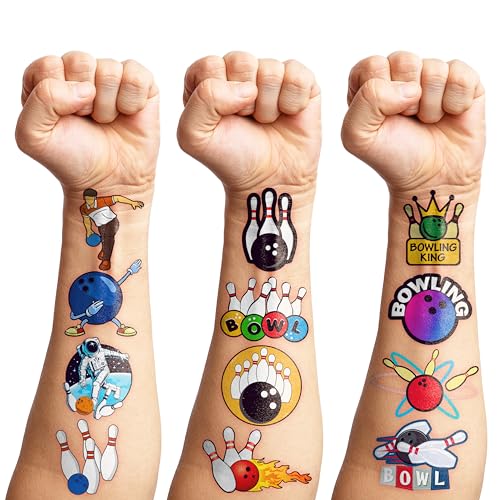 88PCS Bowling Temporary Tattoos for Kids ? Fun Bowling Ball Stickers, Sports Theme Birthday Party Favors, Supplies, Carnival Rewards, School Classroom Prizes & Game Day Decorations