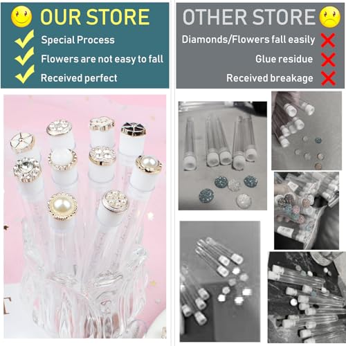 SenRocc 20pcs Reusable Pearl-Diamond Lash Spoolies with Tubes - Eyelash & Mascara Applicators