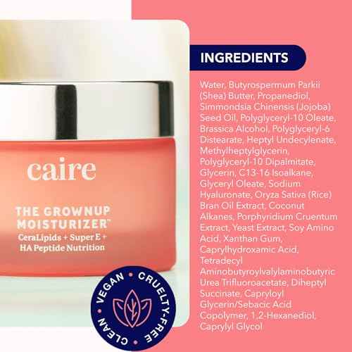 Caire The Grownup Pro-Aging Moisturizer Advanced Hyaluronic Acid Peptide Natural Ceramide Lipid Replenishing moisturizer. Wrinkle Fighting, Collagen Generation (15 ml)
