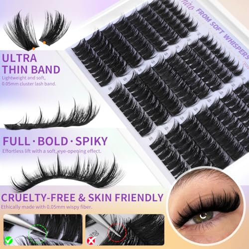Kiromiro Lash Clusters 12-20mm Wispy Spiky Eyelash Extensions 216pc