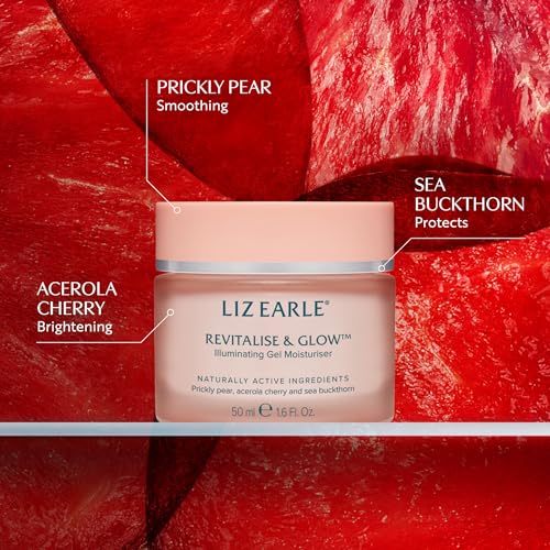 Liz Earle Revitalize & Glow Illuminating Gel Moisturizer - Brightening Vitamin C Face Cream & Pore Minimizer - Enriched with Acerola Cherry to Gently Exfoliate Skin and Boost Hydration (50ml)
