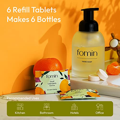 FOMIN Foaming Hand Soap Tablets (6 Count) - Makes 48 fl oz (6 x 8 fl oz) - Basil Mandarin - Foaming Hand Soap Refills, Sustainable Soap Tablets for Hands