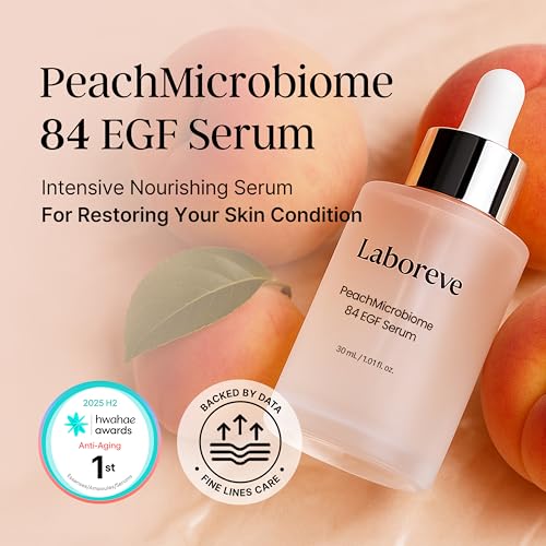 PeachMicrobiome 84 EGF Peach Serum 30ml, Age-Defying Serum with 84 Billion Microbiome Complex - Niacinamide, Collagen, EGF - Korean Skin Care (1.01 fl. oz.)